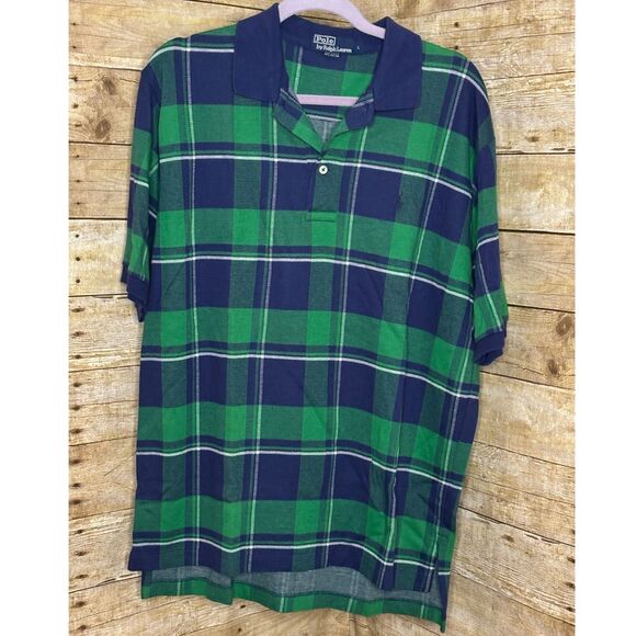 POLO BY RALPH LAUREN CLASSIC O.G. CASUAL PREPPY PLAID CASUAL CAREER POLO LARGE - Picture 3 of 4